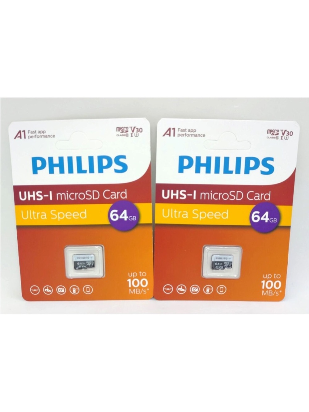 Philips UHS-I microSD Card 64GB - Orange/White Packaging. New
